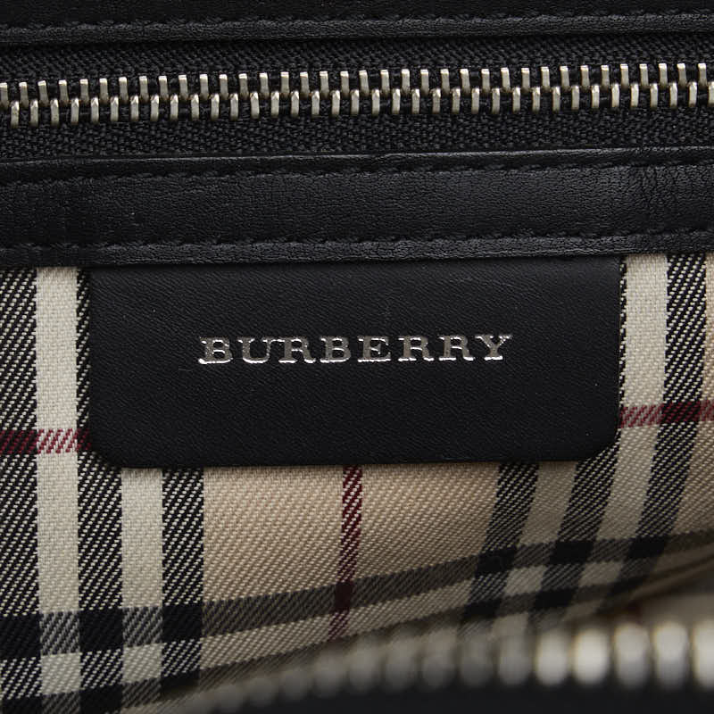 Burberry Nova Check Leather Handbag Black in Very Good Condition