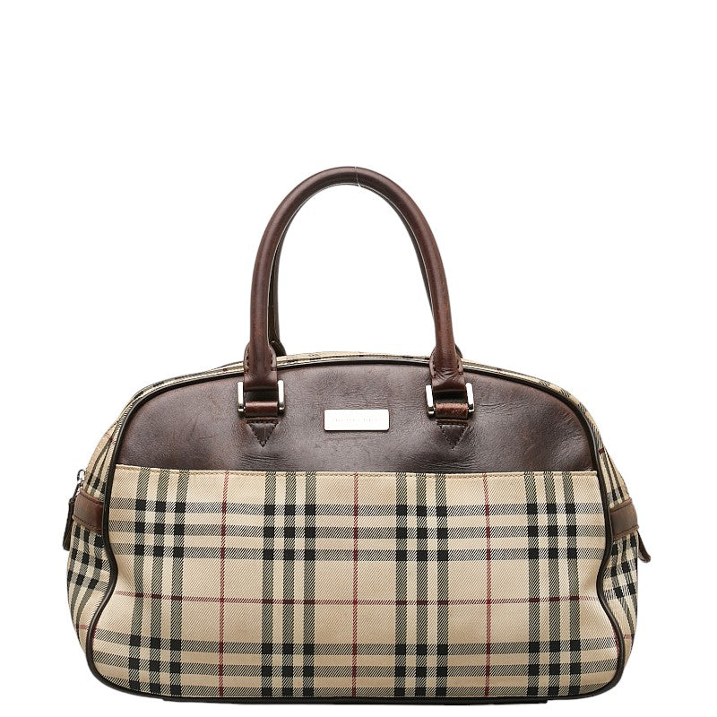 Burberry Nova Check Canvas Leather Handbag