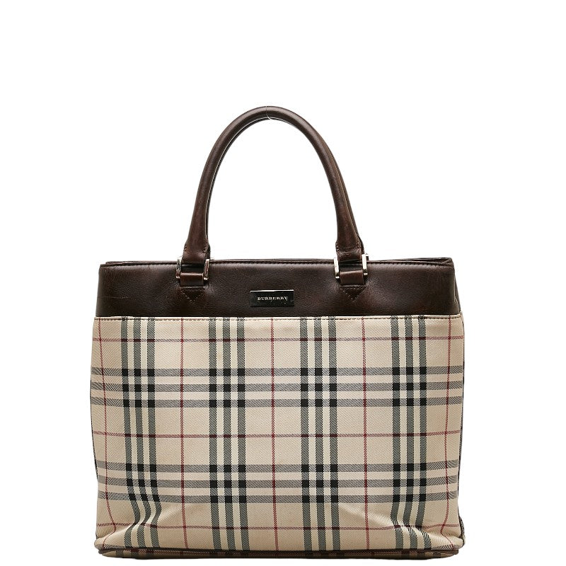 Burberry Nova Check Canvas Leather Handbag