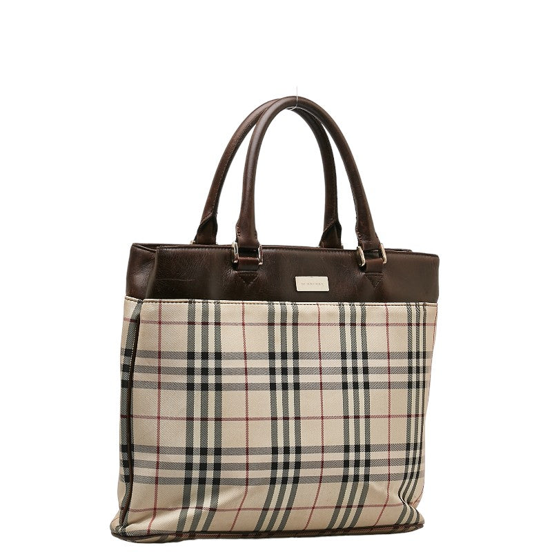 Burberry Nova Check Canvas Leather Handbag