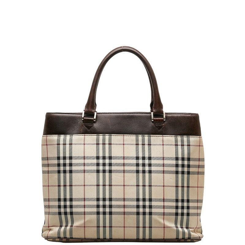 Burberry Nova Check Canvas Leather Handbag