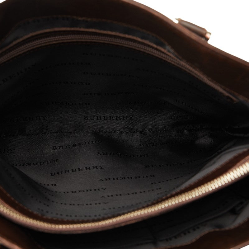 Burberry Nova Check Canvas Leather Handbag