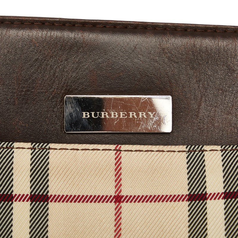 Burberry Nova Check Canvas Leather Handbag