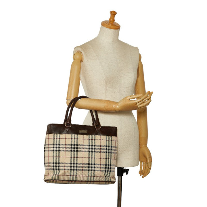 Burberry Nova Check Canvas Leather Handbag in Good Condition