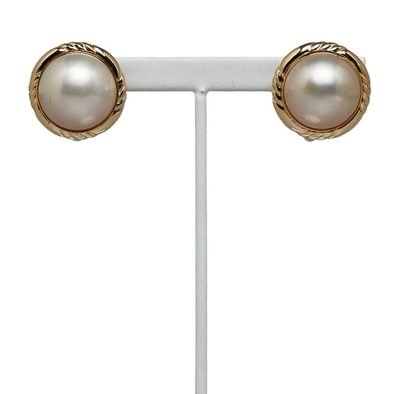 [LuxUness] 18K Mabe Pearl Clip On Earrings Metal Earrings in Excellent condition