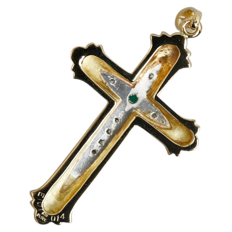 [LuxUness] 18K & Platinum Emerald Cross Pendant  Metal Necklace in Excellent condition