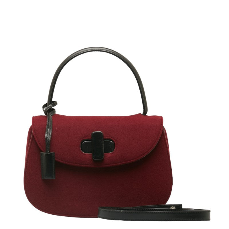 Gucci Felt Leather 2WAY Shoulder Handbag