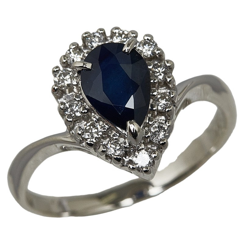 Platinum Pear Cut Sapphire Diamond Ring