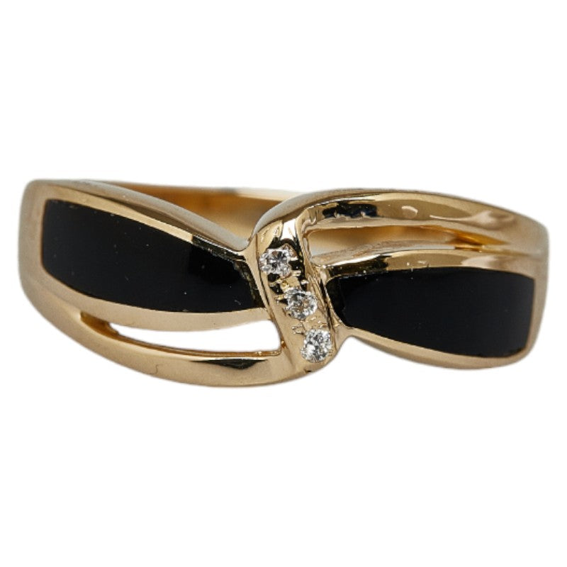 [LuxUness] 18K Onyx Diamond Ring Metal Ring in Excellent condition