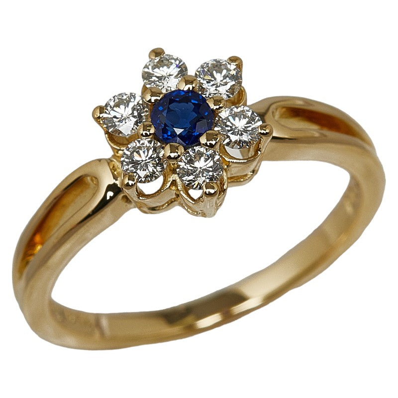 18K Diamond Sapphire Flower Ring