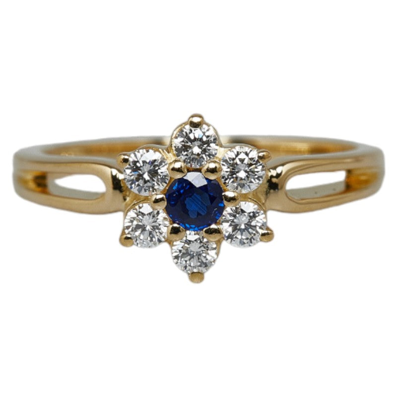18K Diamond Sapphire Flower Ring