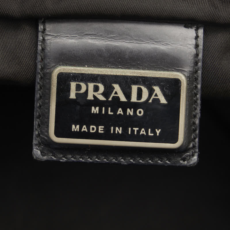 Prada Nylon Triangle Logo Shoulder Bag Black