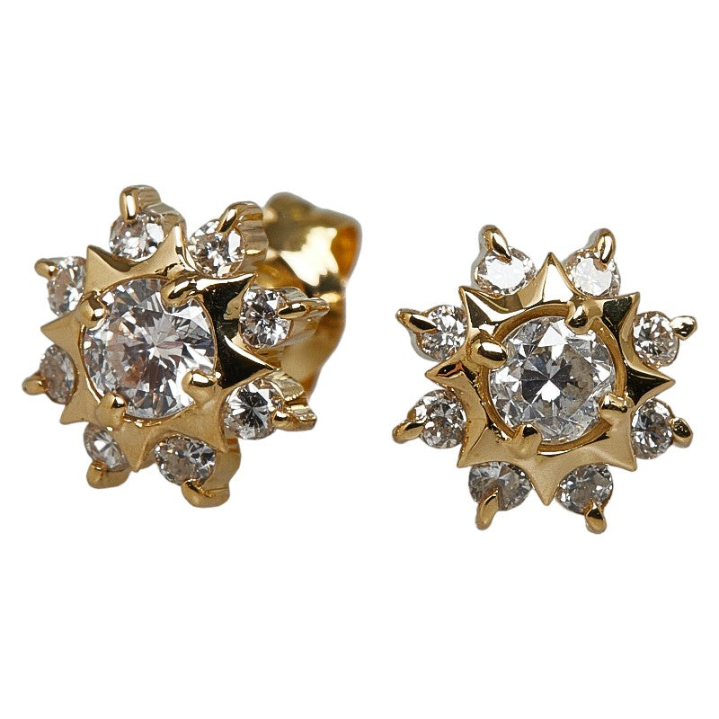 18K Diamond Sunflower Stud Earrings