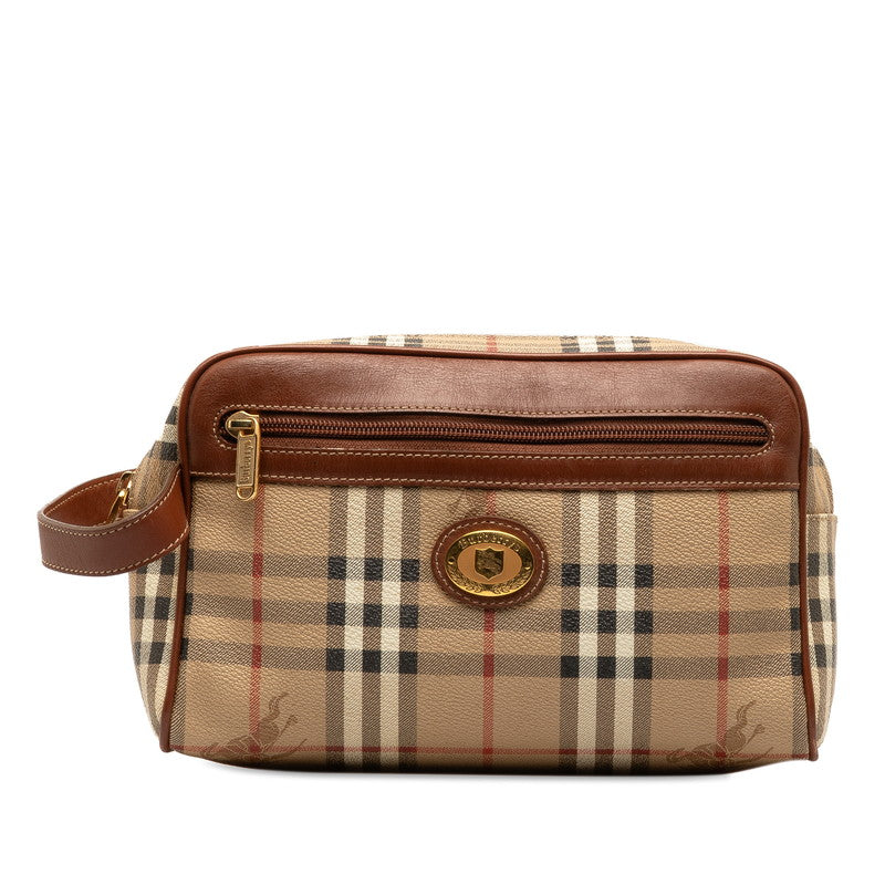 Burberry Nova Check Shadow Horse PVC Leather Clutch Bag in Good Condition