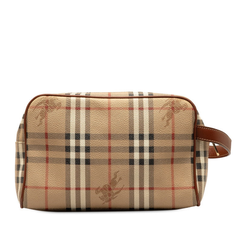 Burberry Nova Check Shadow Horse PVC Leather Clutch Bag in Good Condition