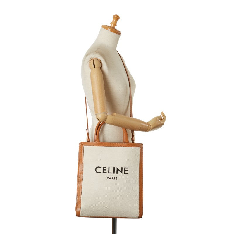 Celine Canvas Leather Vertical Cabas Medium Handbag in Very Good Condition