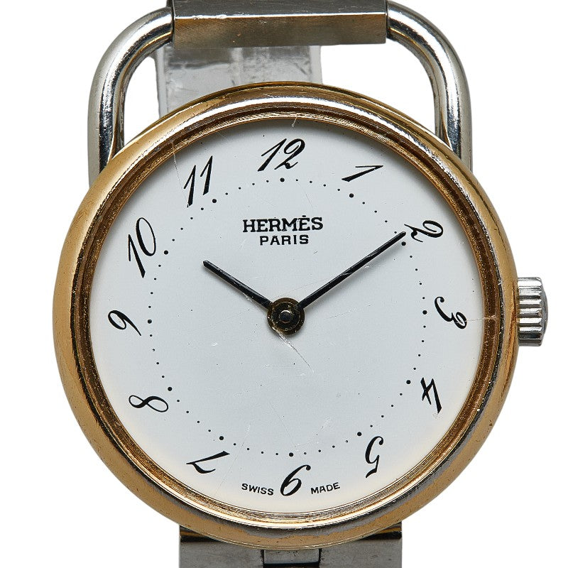 Hermes Arceau Quartz Watch Stainless Steel White Dial in Very Good Condition