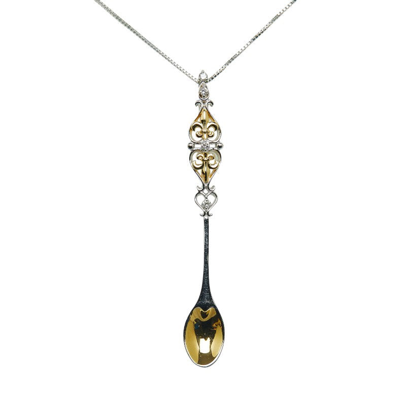 18K Diamond Mini Spoon Pendant Necklace