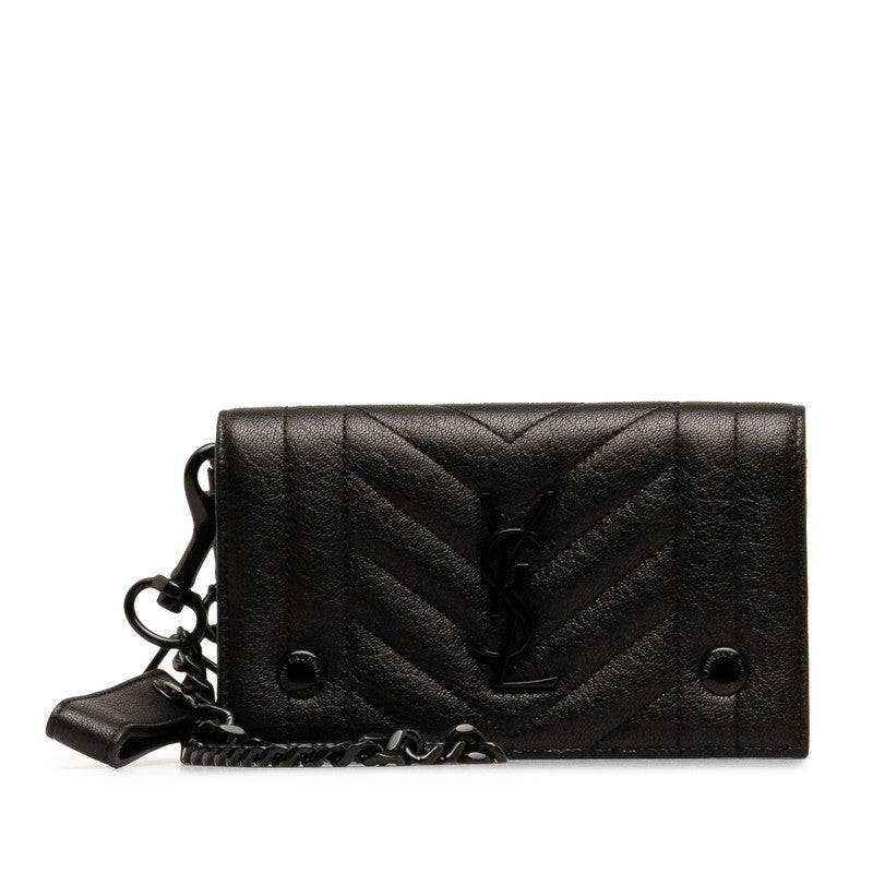 Yves Saint Laurent Quilted Leather Chain Flap Wallet Leather Shoulder Bag 452897  in Good condition
