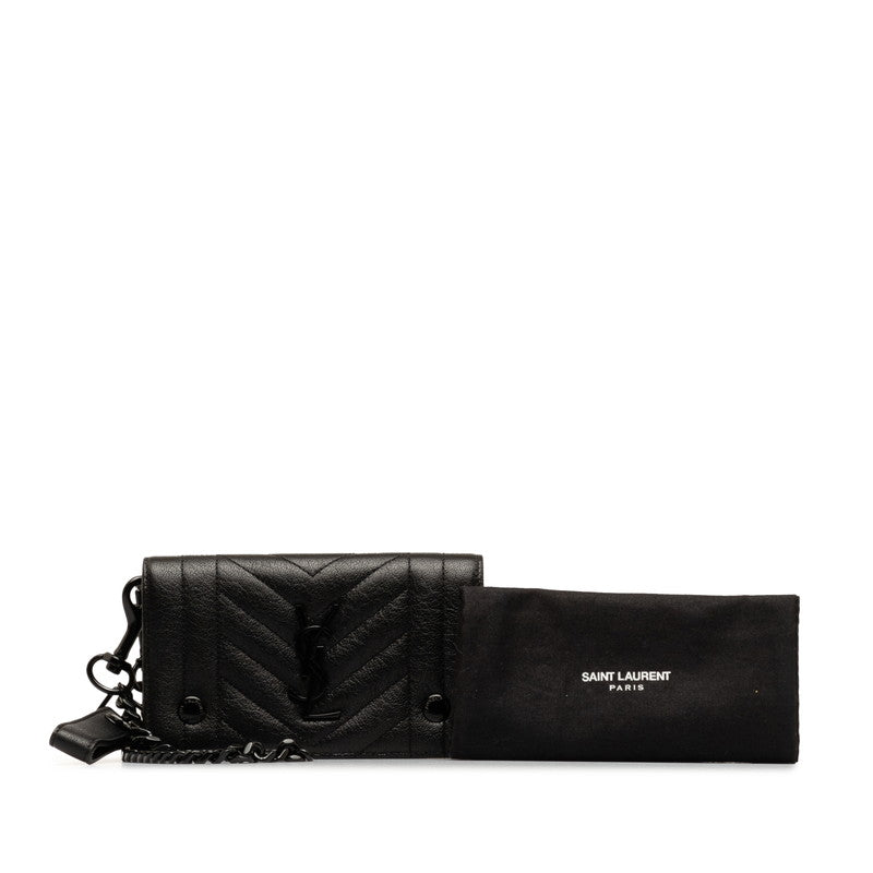 YSL Leather V-Stitch Chain Wallet Shoulder Bag