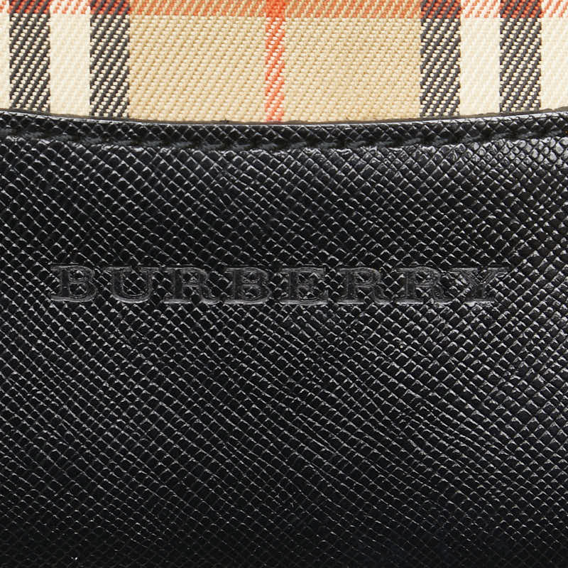 Burberry Nova Check Shadow Horse Canvas Leather Tote Bag in Good Condition