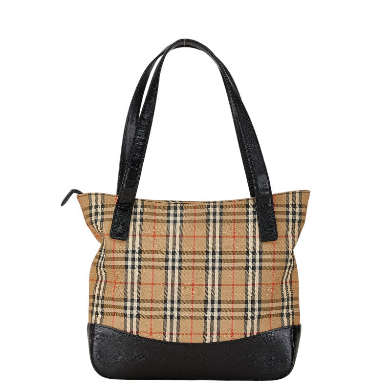 Burberry Nova Check Shadow Horse Canvas Leather Tote Bag in Good Condition