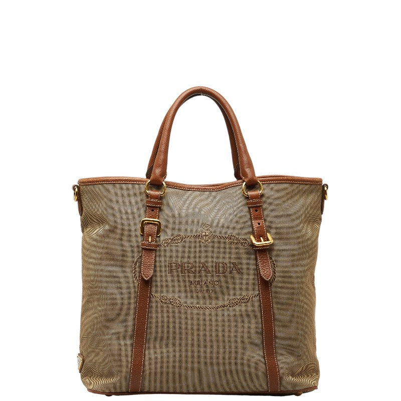 Prada Canapa Convertible Tote Bag Canvas Handbag in Good condition