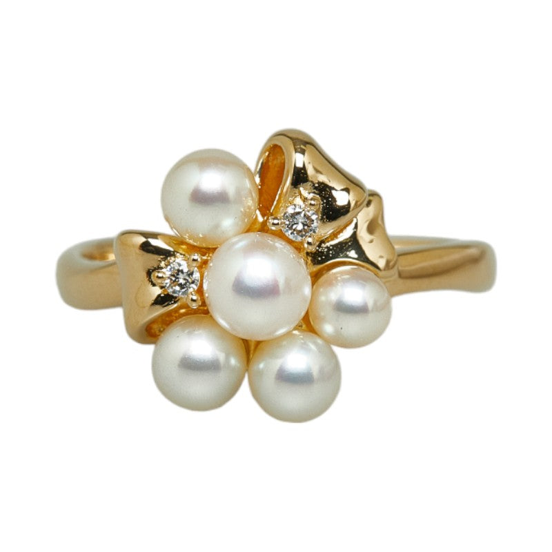 Tasaki 18k Gold Diamond Pearl Ring Metal Ring in Excellent condition