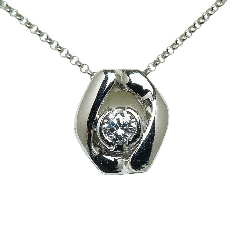 Pola K18WG White Gold Diamond 0.18ct Necklace in Excellent Condition