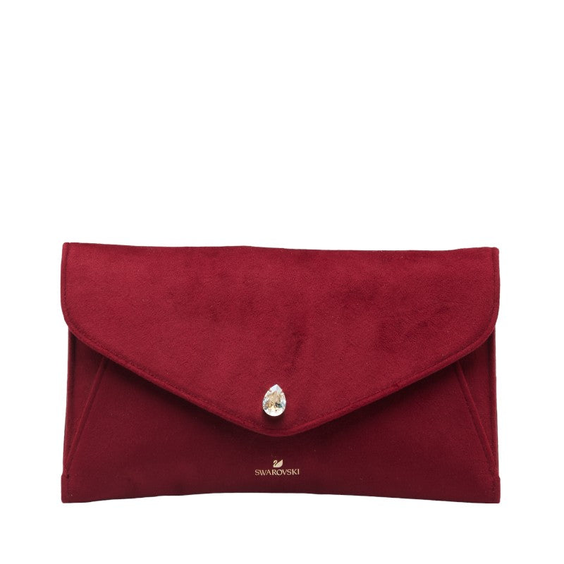 Swarovski Suede Clutch Bag Red in Very Good Condition