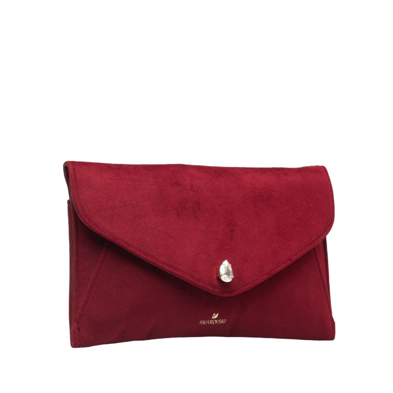 Swarovski Suede Clutch Bag Red in Very Good Condition