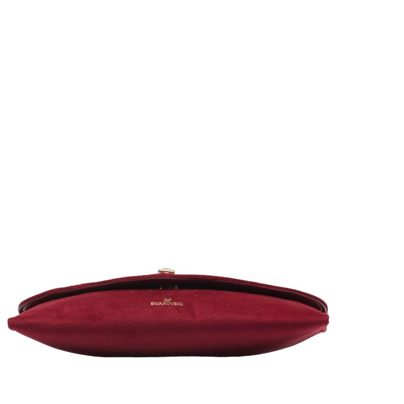 Swarovski Suede Clutch Bag Red in Very Good Condition