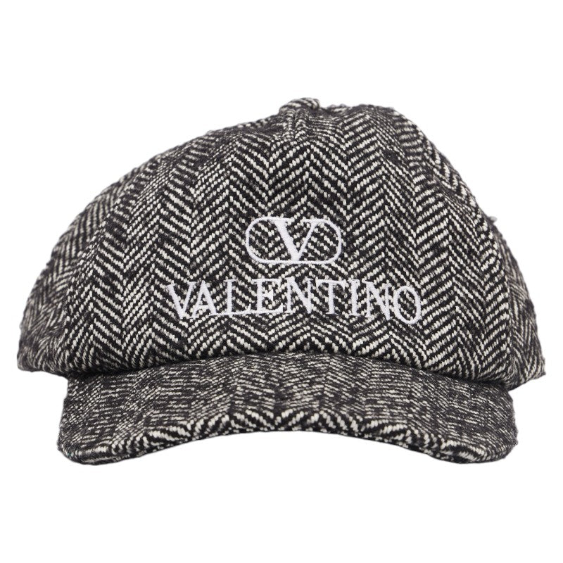 Valentino Wool Cotton Logo Cap Black