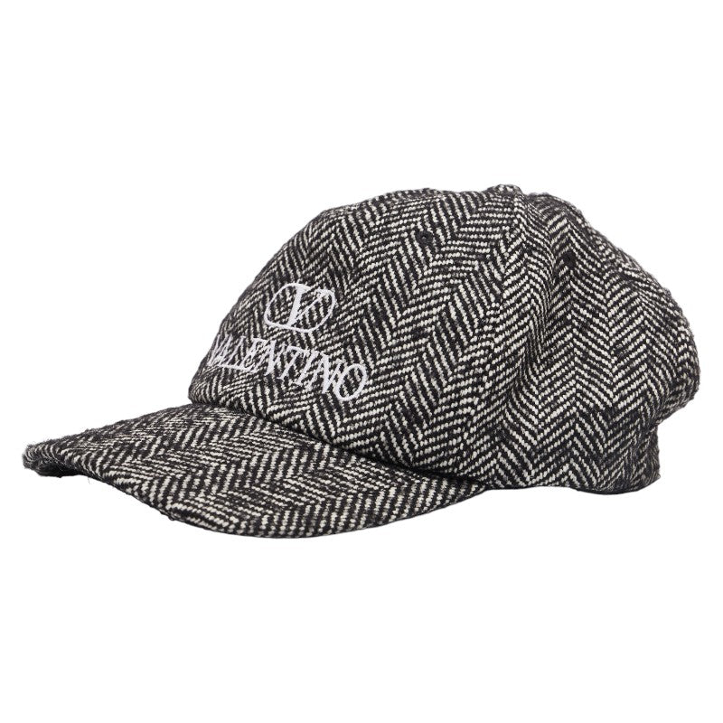 Valentino Wool Cotton Logo Cap Black