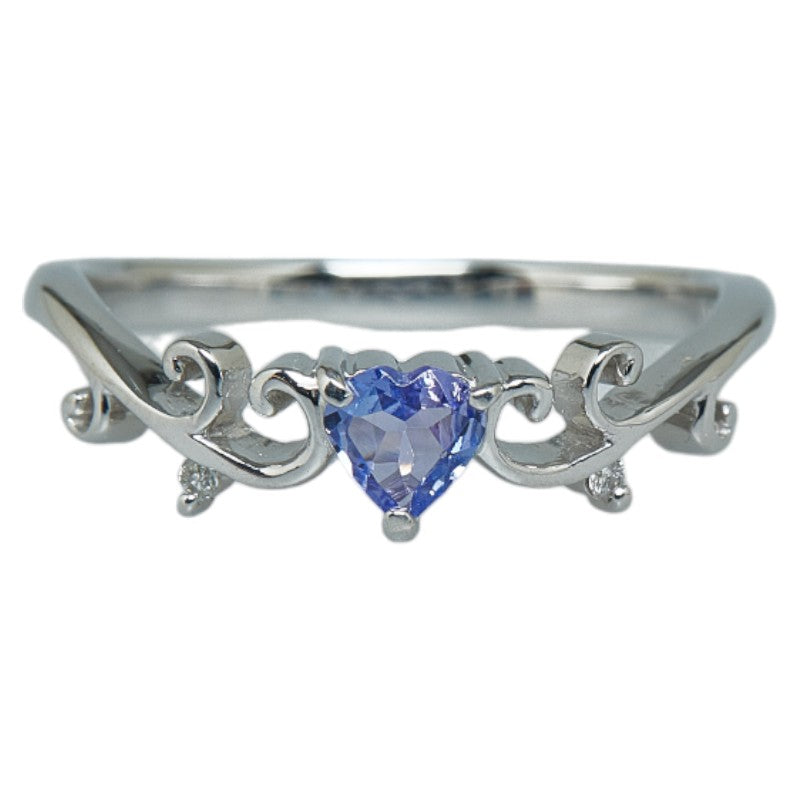 K18WG White Gold Tanzanite Diamond 0.01ct Ring in Excellent Condition