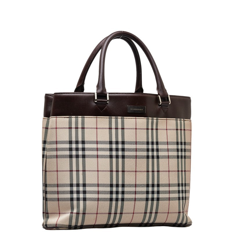 House Check Canvas & Leather Tote Bag