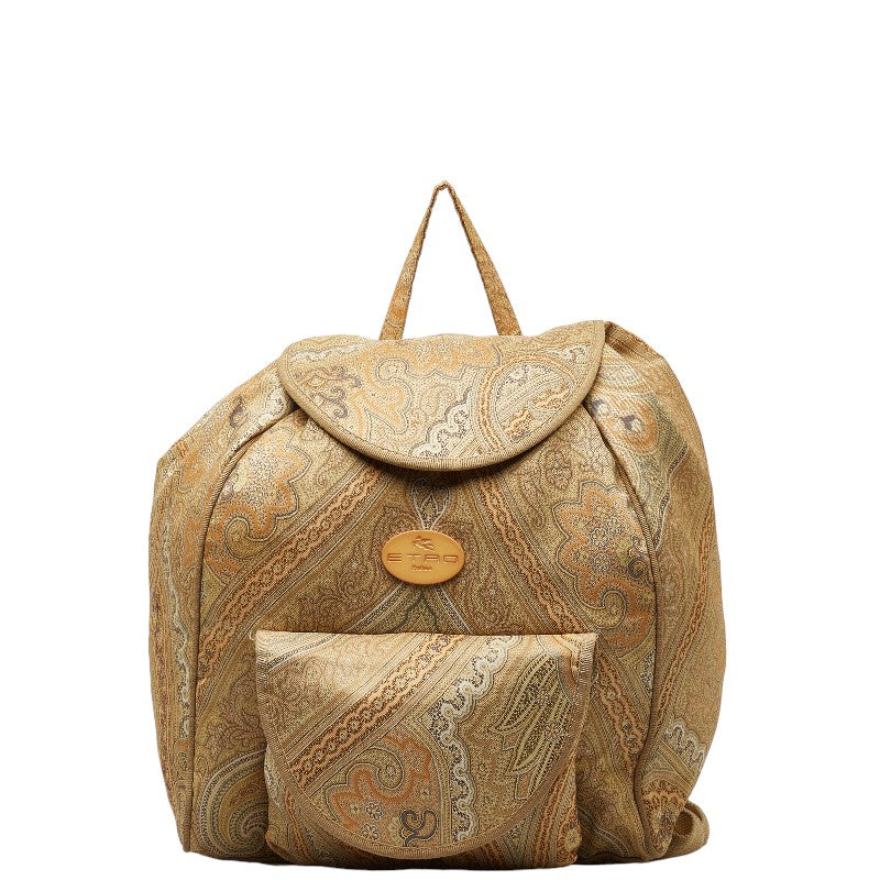 Etro Nylon Paisley Backpack Beige Brown in Very Good Condition