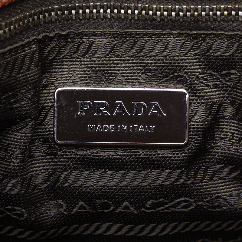 Prada Canvas Leather Logo Tote Bag