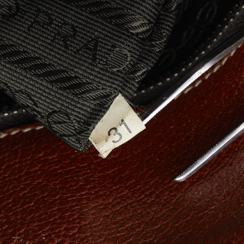 Prada Canvas Leather Logo Tote Bag