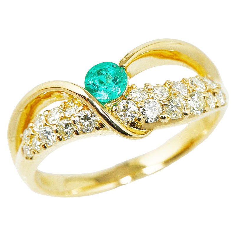 K18YG Yellow Gold Emerald 0.20ct Diamond 0.41ct Ring