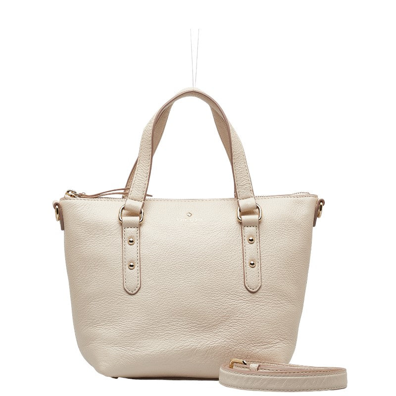 Kate Spade Leather 2WAY Handbag Beige Gold