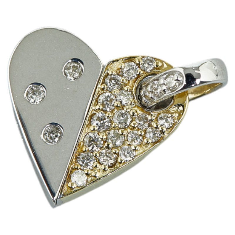 K18WG White Gold K18YG Yellow Gold Diamond Heart Capsule Pendant Top in Excellent Condition