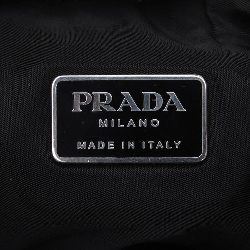 Prada Nylon Leather Triangle Logo Shoulder Bag