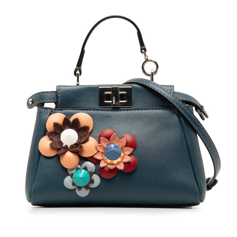 Fendi Micro Flowerland Peekaboo Handbag  Shoulder Bag Leather 8M0355 in Good condition