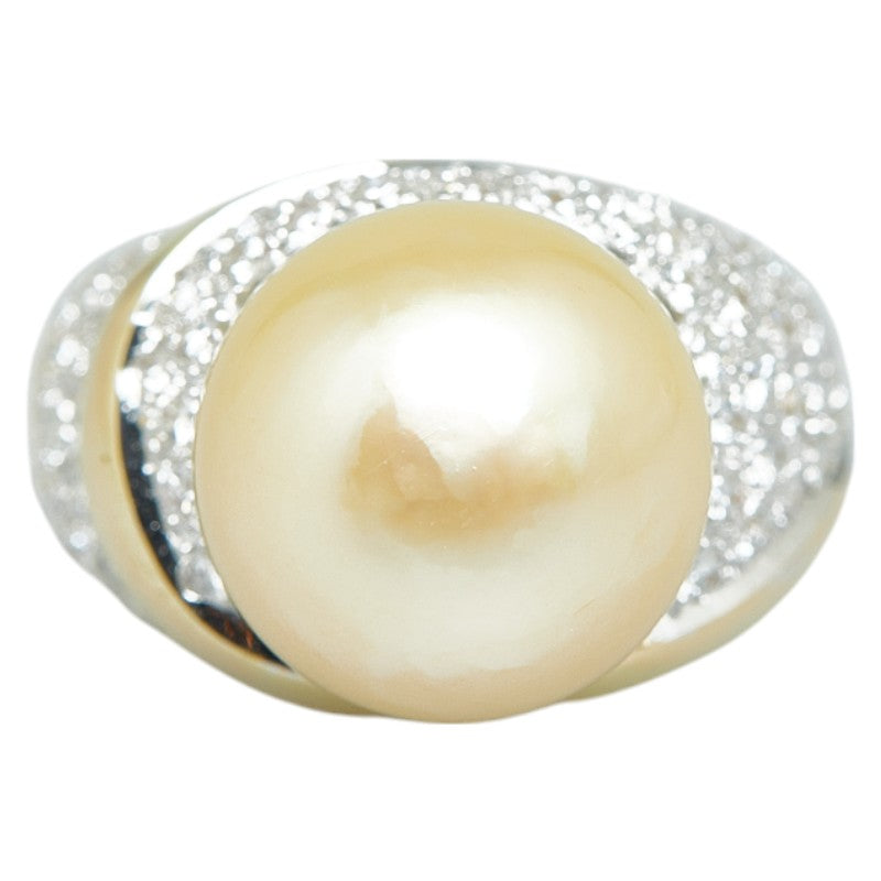[LuxUness] 18k Gold Daimond Pearl Ring Metal Ring in Excellent condition