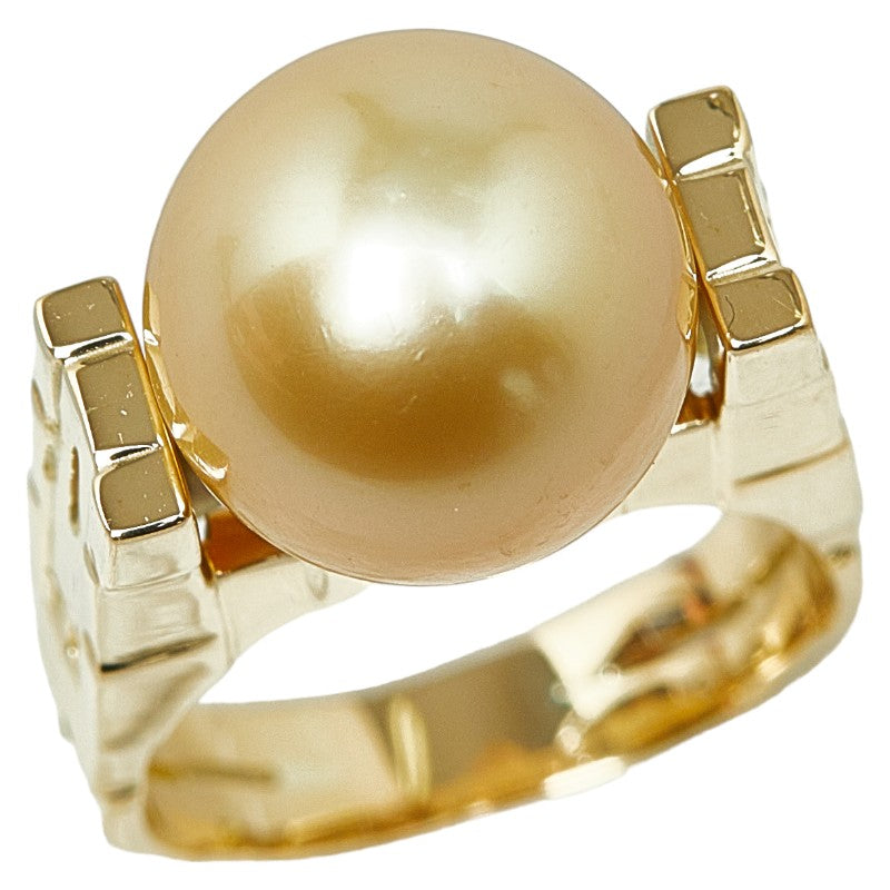 K18YG Yellow Gold White Pearl Ring for Women