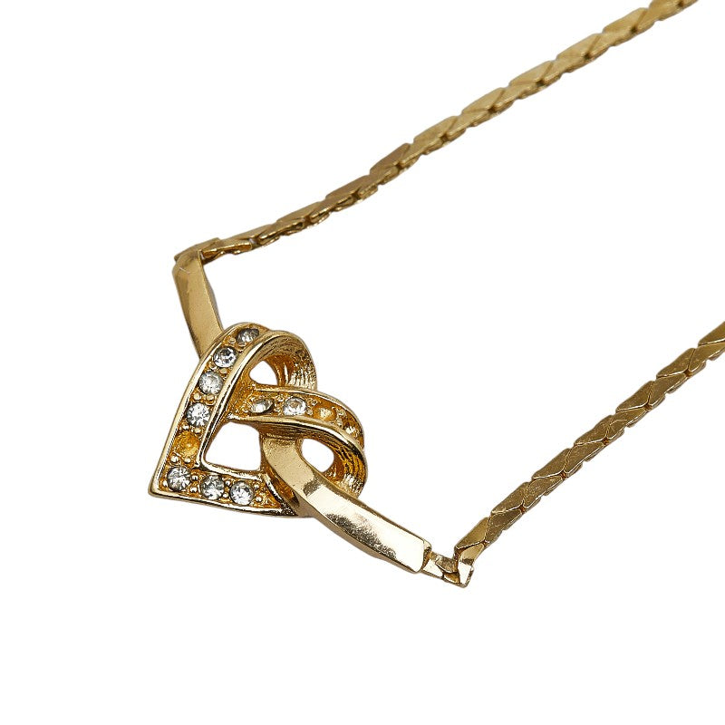 Dior Hard Logo Rhinestone Necklace Gold Plated