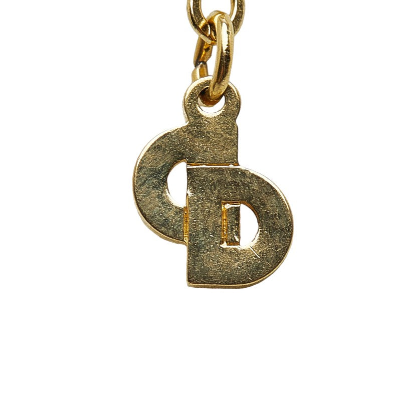 Dior Hard Logo Rhinestone Necklace Gold Plated