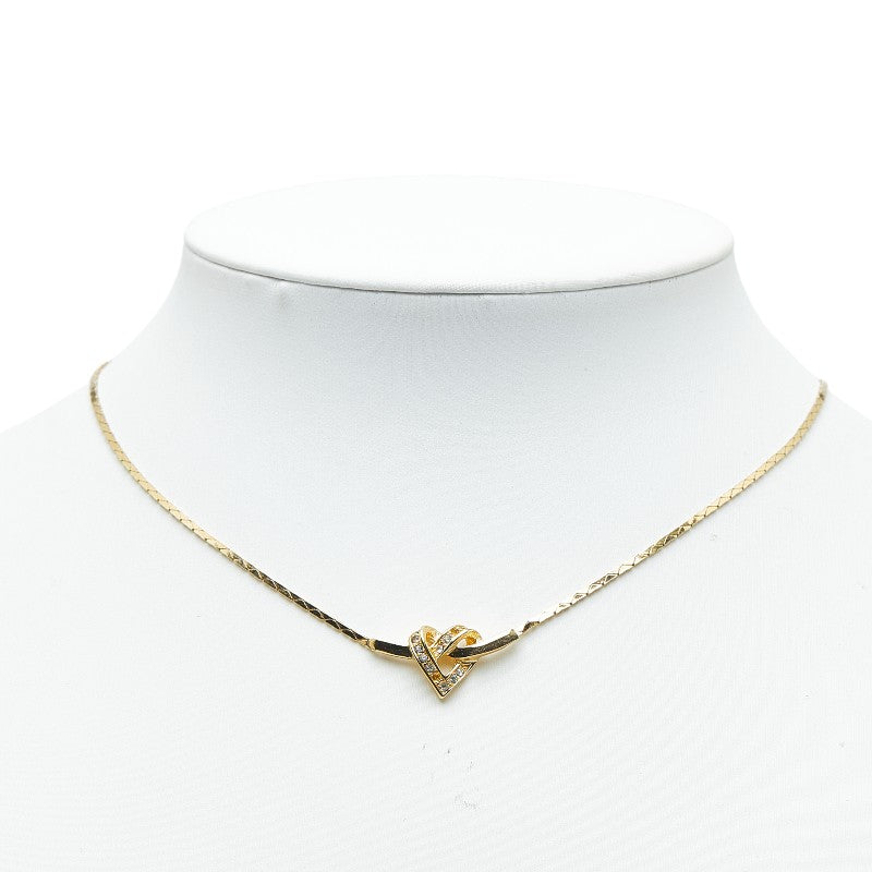 Dior Hard Logo Rhinestone Necklace Gold Plated