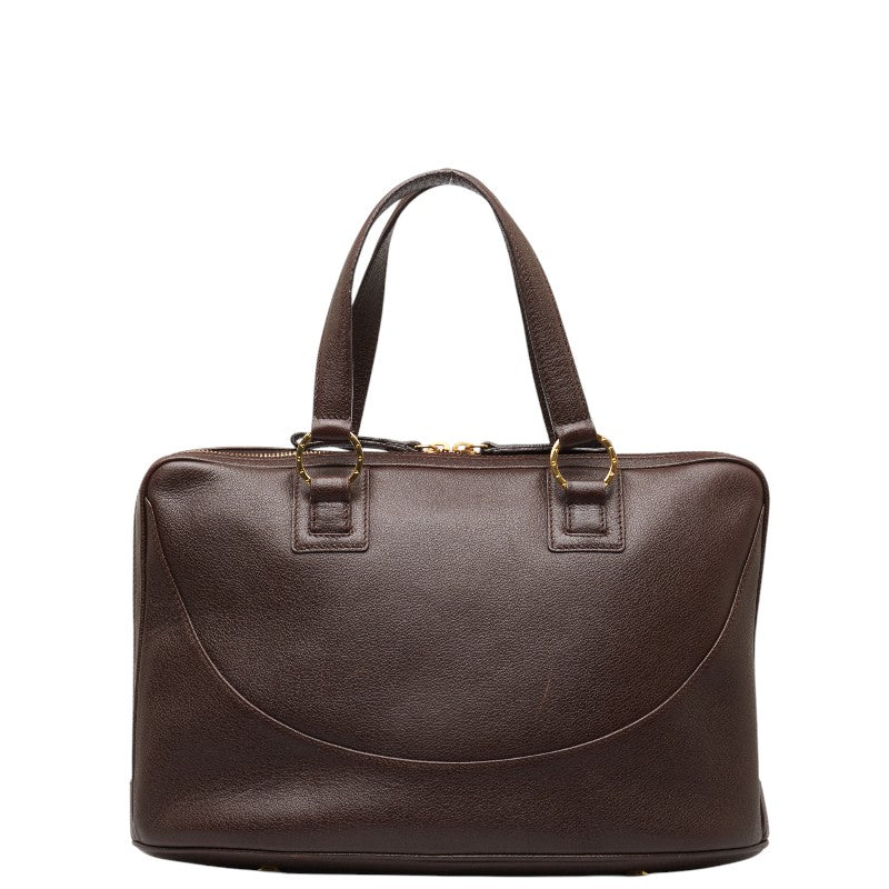 Bvlgari Leather Tote Handbag Brown Gold